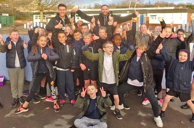 Shaun Brisley and Nicky Hunt visit Westglade Primary School as part of FITC-delivered project